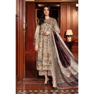 3 Piece Unstitched Embroidered Linen Suit | DL-1211