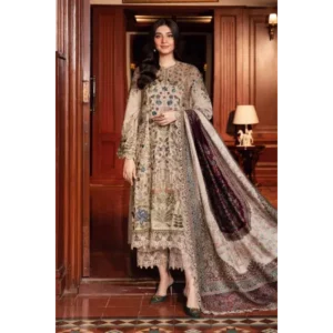 3 Piece Unstitched Embroidered Linen Suit | DL-1211