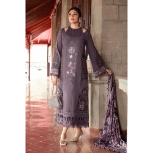 3 Piece Unstitched Embroidered Linen Suit | DL-1202